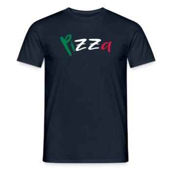 pizza text schriftzug logo design italien flagge f - Männer T-Shirt - Navy - Vorne - AI Model Male 178 light (178cm)