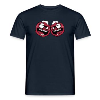 2 freunde team paar nerd geek hornbrille schlau in - Männer T-Shirt - Navy - Vorne - AI Model Male 178 light (178cm)