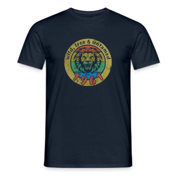 63rd birthday Wild, free & untamed since 1961 - Men's T-Shirt - navy - Front - AI Model Male 178 light (178cm)