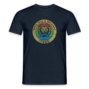 40ème Anniversaire Sauvage, libre et indompté depuis 04/1985 - T-shirt homme - marine - Devant - AI Model Male 178 light (178cm)