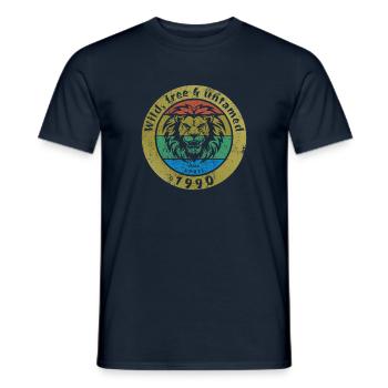 35. Geburtstag Sauvage, libre et indompté depuis 04/1990 - T-shirt homme - marine - Devant - AI Model Male 178 light (178cm)