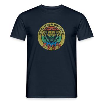 70th Birthday Wild, free & untamed since 1955 - Men's T-Shirt - navy - Front - AI Model Male 178 light (178cm)