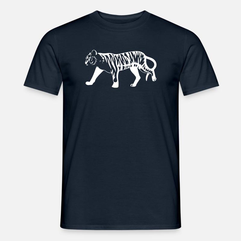 Stilisierter Tiger mit Tiermuster - Männer T-Shirt - Navy