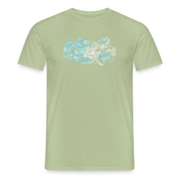 Blue Flower Pattern - Men's T-Shirt - sage - Front - AI Model Male 178 light (178cm)