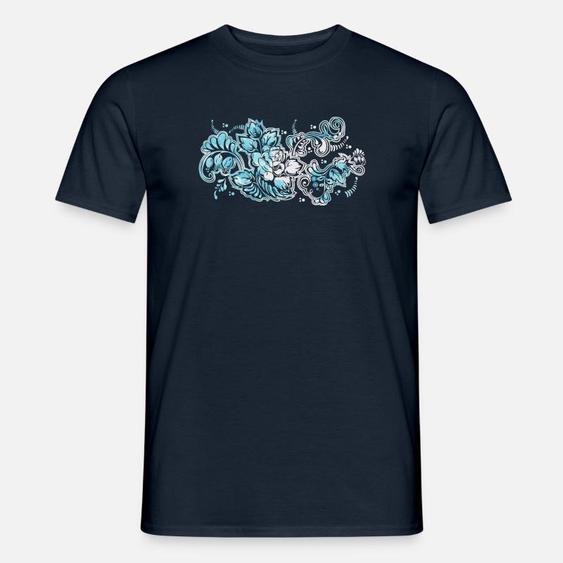 Blauer Blumen-Muster - Männer T-Shirt - Navy