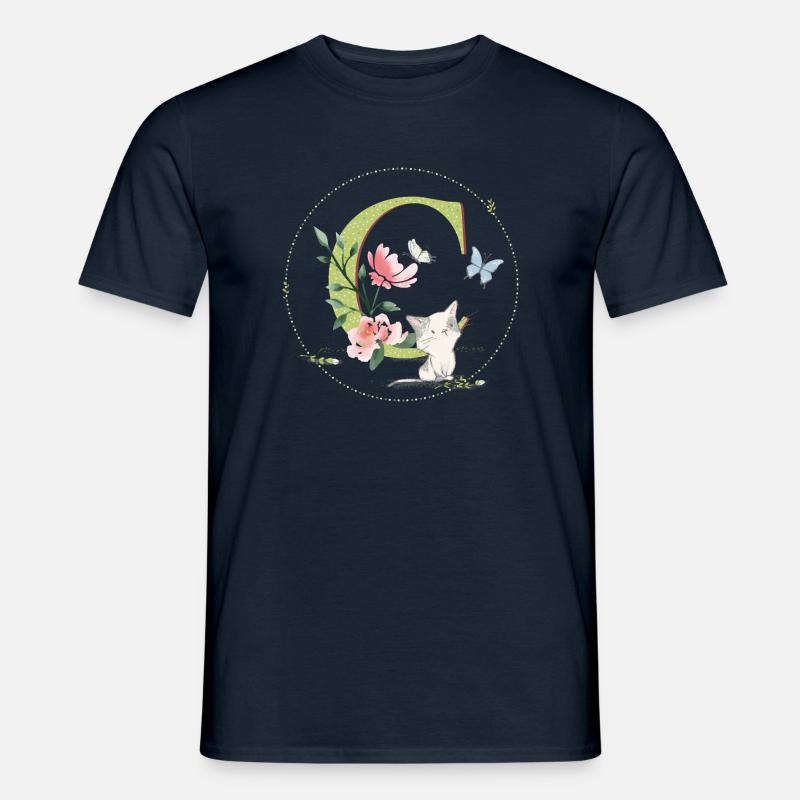 Anfangsbuchstabe C mit Katze - Männer T-Shirt - Navy