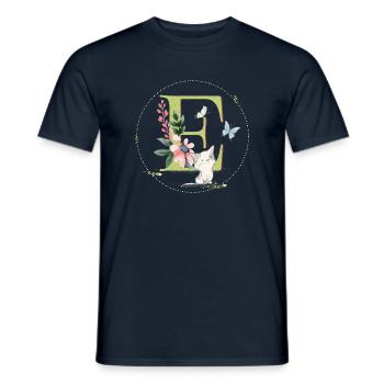 Anfangsbuchstabe E mit Katze - Männer T-Shirt - Navy - Vorne - AI Model Male 178 light (178cm)
