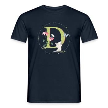 Lettre initiale D avec chat - T-shirt homme - marine - Devant - AI Model Male 178 light (178cm)