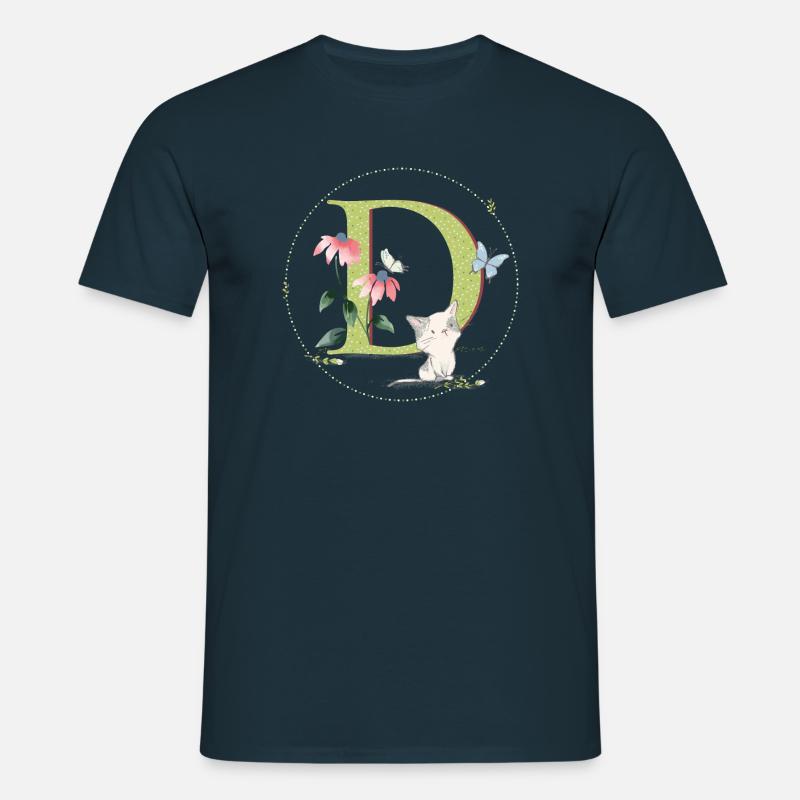 Anfangsbuchstabe D mit Katze - Männer T-Shirt - Navy