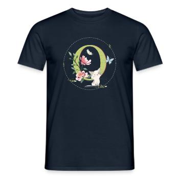 First letter O with cat - Men's T-Shirt - navy - Front - AI Model Male 178 light (178cm)