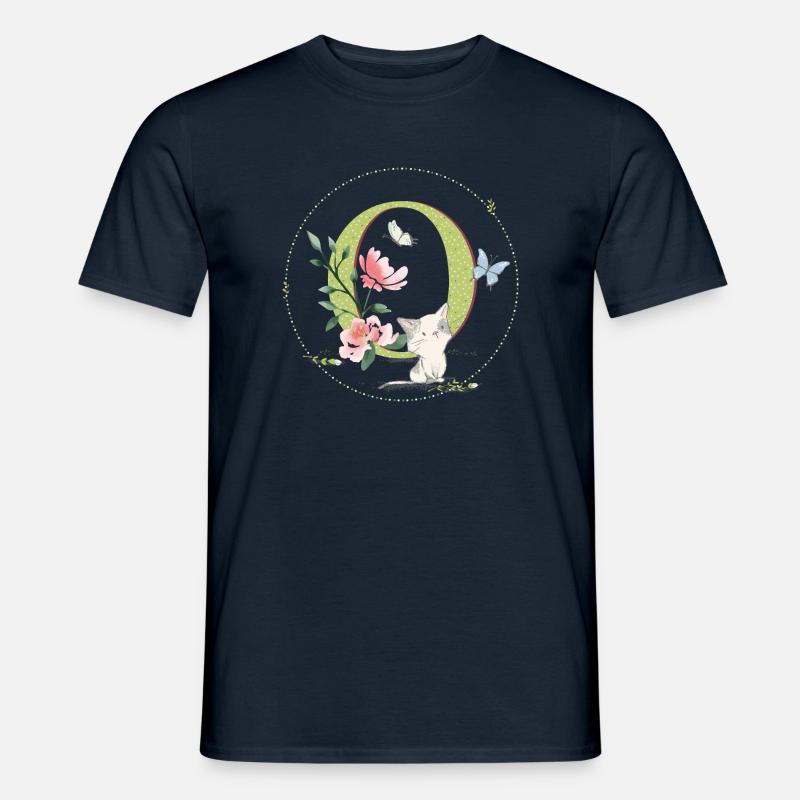 Anfangsbuchstabe O mit Katze - Männer T-Shirt - Navy