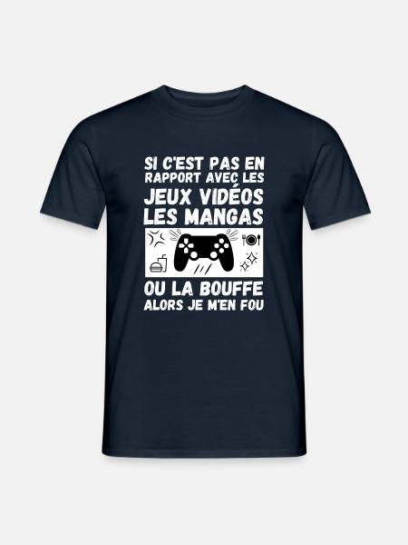 jeux vidéos mangas bouffe cadeau anniversaire - T-shirt homme - marine