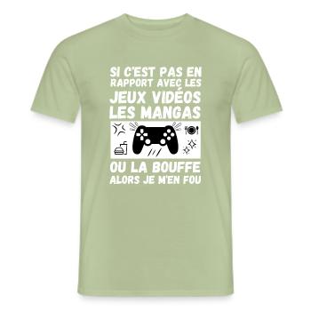 jeux vidéos mangas bouffe cadeau anniversaire - T-shirt homme - vert sauge - Devant - AI Model Male 178 light (178cm)