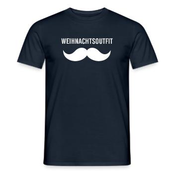 Christmas outfit with mustache - Men's T-Shirt - navy - Front - AI Model Male 178 light (178cm)