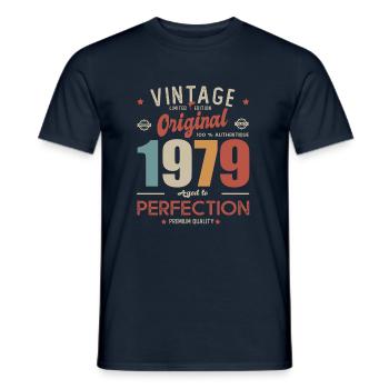 vintage original 1979 birthday gift 42 years - Men's T-Shirt - navy - Front - AI Model Male 178 light (178cm)