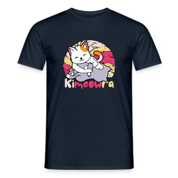Japanese JIU JITSU Kimura Kawaii Kimeowra Cat - Men's T-Shirt - navy - Front - AI Model Male 178 light (178cm)