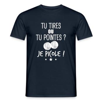 Tu tires ou tu pointes ?, t-shirt pétanque, apéro - T-shirt homme - marine - Devant - AI Model Male 178 light (178cm)