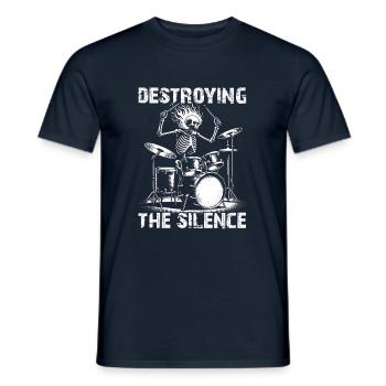 Squelette de crâne de batteur sur la batterie - T-shirt homme - marine - Devant - AI Model Male 178 light (178cm)