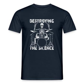 Drummer Skull Skelett am Drumset - Männer T-Shirt - Navy - Vorne - AI Model Male 178 light (178cm)