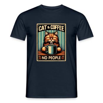 Le chat et le café, pas les gens - T-shirt homme - marine - Devant - AI Model Male 178 light (178cm)