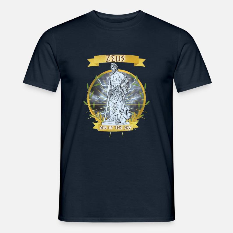 Zeus Dio mitologia greca, fulmine, oro - T-shirt uomo - navy