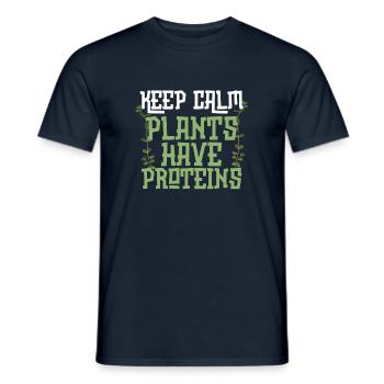 Funny keep calm plants have proteins plant lover - Men's T-Shirt - navy - Front - AI Model Male 178 light (178cm)