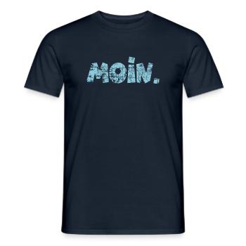 Moin. (Vintage Hellblau) Guten Morgen Gruß - Männer T-Shirt - Navy - Vorne - AI Model Male 178 light (178cm)