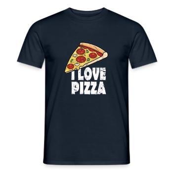 I Love Pizza with Grunge Effect - Men's T-Shirt - navy - Front - AI Model Male 178 light (178cm)
