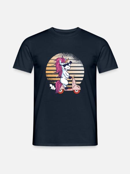 Einhorn auf Motorrad - Männer T-Shirt - Navy