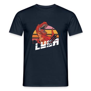LUCA - Beau nom de garçon avec T-REX Dino - T-shirt homme - marine - Devant - AI Model Male 178 light (178cm)