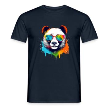 Cooli the bespectacled panda - Men's T-Shirt - navy - Front - AI Model Male 178 light (178cm)