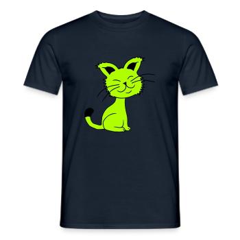 Pretty Cat Looking Happy Cheerful Smiling - Men's T-Shirt - navy - Front - AI Model Male 178 light (178cm)