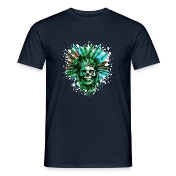 Indian Skull Chief - Men's T-Shirt - navy - Front - AI Model Male 178 light (178cm)