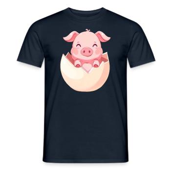 üßes Ferkel schlüpft aus dem Ei - niedliches - Männer T-Shirt - Navy - Vorne - AI Model Male 178 light (178cm)