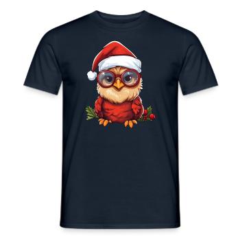 weihnachten eule rote federn - Männer T-Shirt - Navy - Vorne - AI Model Male 178 light (178cm)