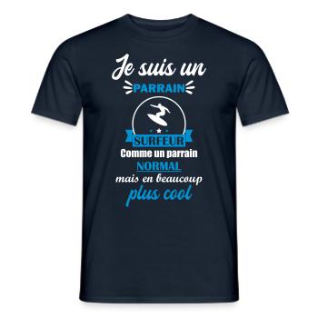 parrain surfeur cool, cadeau sufeur - T-shirt homme - marine - Devant - AI Model Male 178 light (178cm)