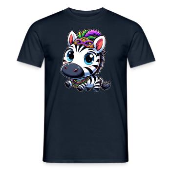 Karnevals-Zebra: Mardi Gras mit Maske - Männer T-Shirt - Navy - Vorne - AI Model Male 178 light (178cm)
