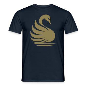 Elegante Schwan-Silhouette: Anmut auf dem Wasser - Männer T-Shirt - Navy - Vorne - AI Model Male 178 light (178cm)