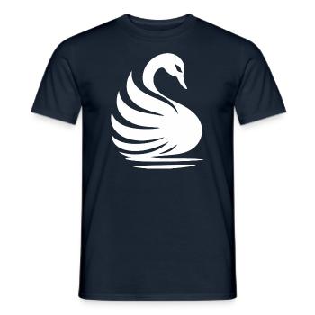Elegante Schwan-Silhouette: Anmut auf dem Wasser - Männer T-Shirt - Navy - Vorne - AI Model Male 178 light (178cm)