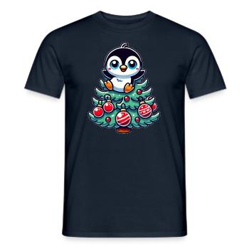 Lustiger Pinguin Tannenbaum Weihnachtsfest - Männer T-Shirt - Navy - Vorne - AI Model Male 178 light (178cm)