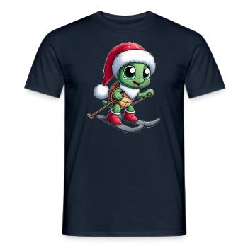 Christmas Turtle Santa Skier Winterspor - Men's T-Shirt - navy - Front - AI Model Male 178 light (178cm)