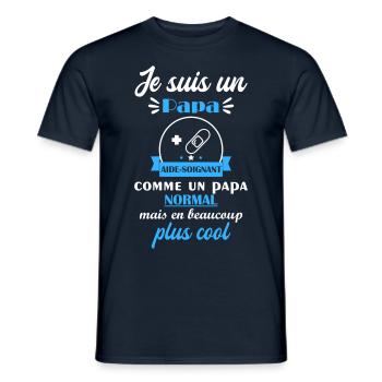 papa cool aide soignant, cadeau fête des pères - T-shirt homme - marine - Devant - AI Model Male 178 light (178cm)