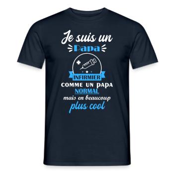 papa cool infirmier, cadeau fête des pères - T-shirt homme - marine - Devant - AI Model Male 178 light (178cm)