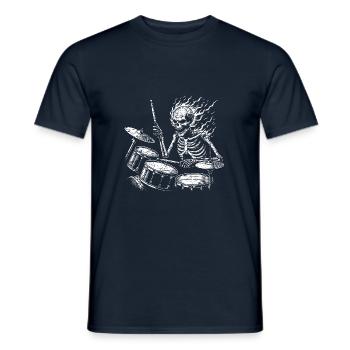 Squelette de crâne de batteur sur la batterie - T-shirt homme - marine - Devant - AI Model Male 178 light (178cm)