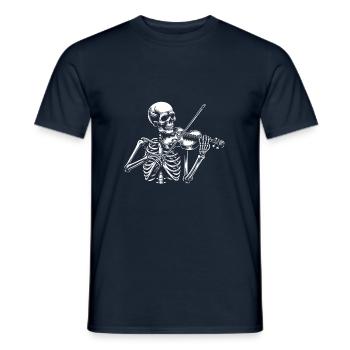 Squelette de crâne avec squelette de violon jouant du violon - T-shirt homme - marine - Devant - AI Model Male 178 light (178cm)