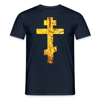Orthodoxe russe Croix d'Or / Croix-russe - T-shirt homme - marine - Devant - AI Model Male 178 light (178cm)
