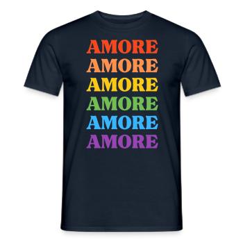 Amore Liebe - Ein buntes Logo für das Wort Liebe - Männer T-Shirt - Navy - Vorne - AI Model Male 178 light (178cm)