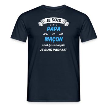 Je suis papa et maçon je suis parfait - T-shirt homme - marine - Devant - AI Model Male 178 light (178cm)