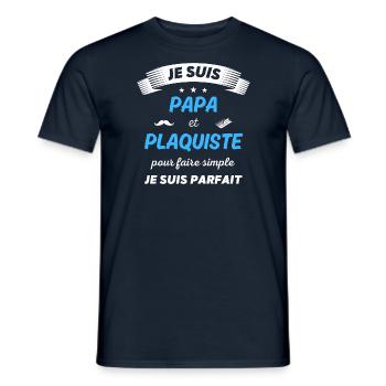 Je suis papa et plaquiste je suis parfait - T-shirt homme - marine - Devant - AI Model Male 178 light (178cm)
