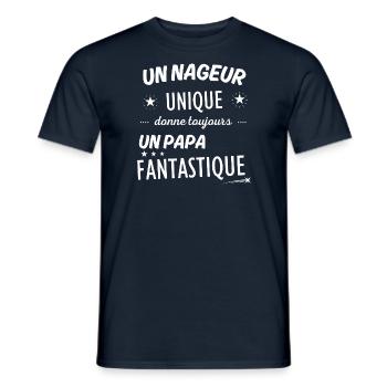 Un nageur unique donne un papa fanstastique - T-shirt homme - marine - Devant - AI Model Male 178 light (178cm)
